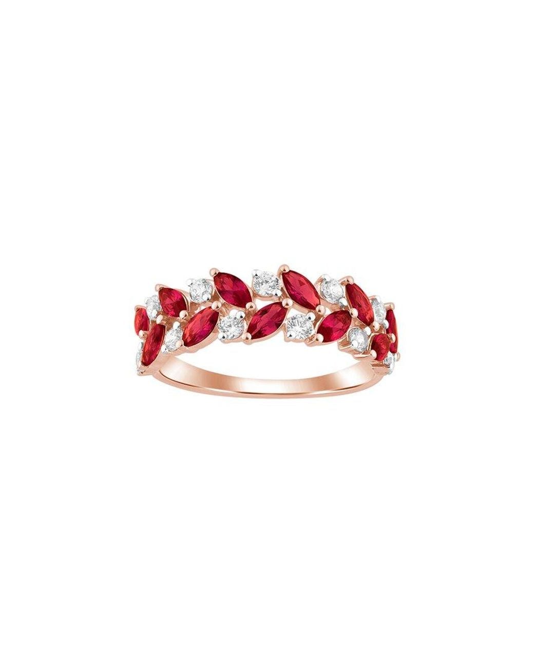 Brilliant Bloom Red 14K Rose 0.33 Ct. Tw. Lab-Grown Diamond & Ruby Ring