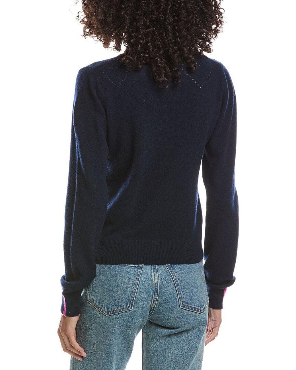Brodie Cashmere Blue Hilda Pointelle 100% Cashmere Sweater