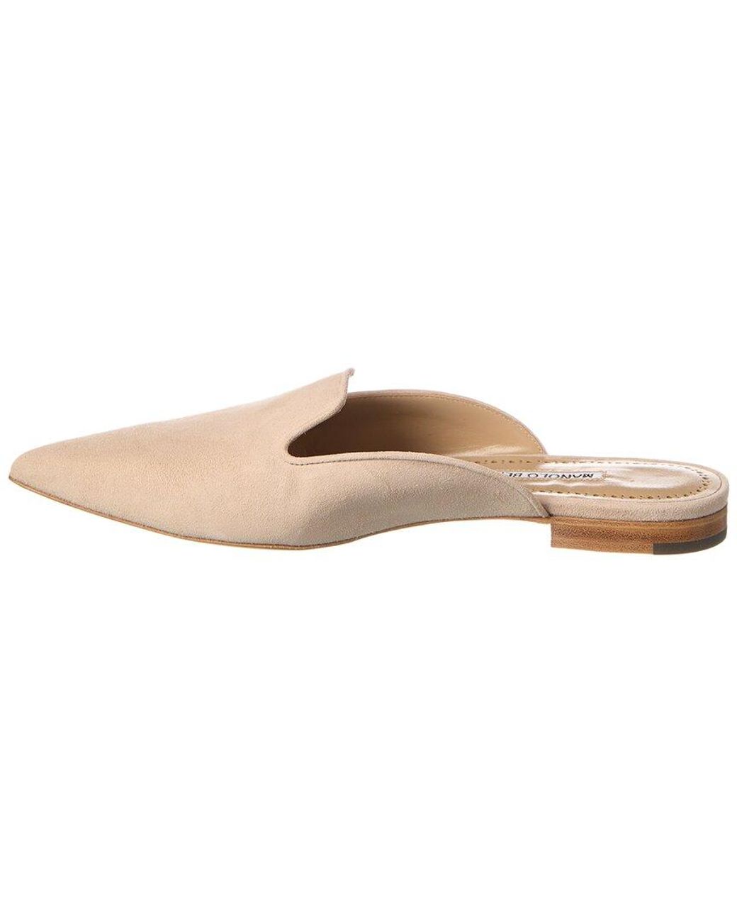 Manolo Blahnik Natural Wilfa Suede Mule