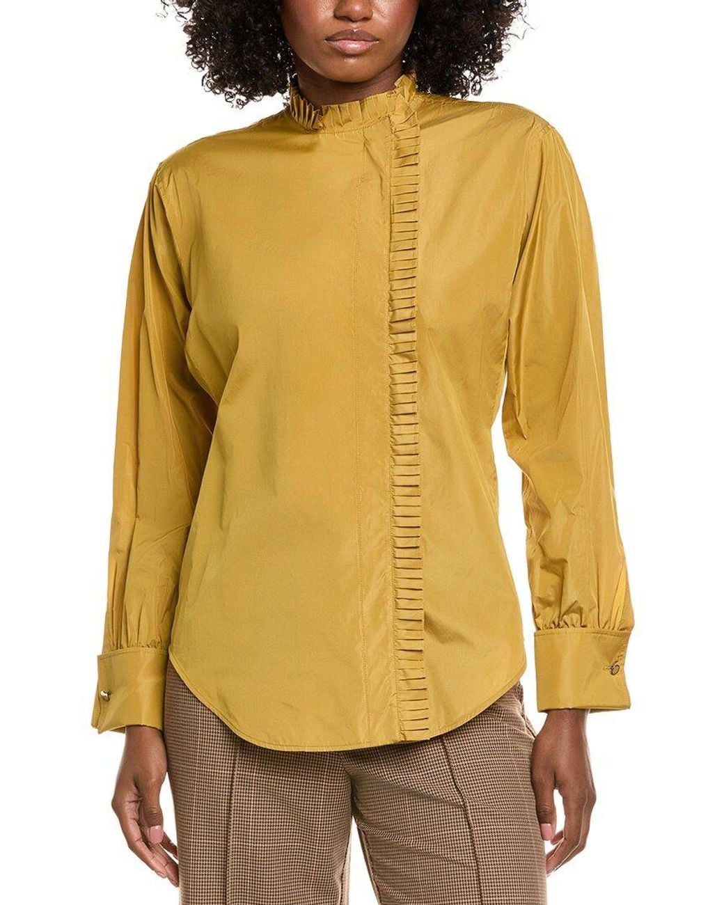 Max Mara Yellow Blanc Silk-Blend Shirt