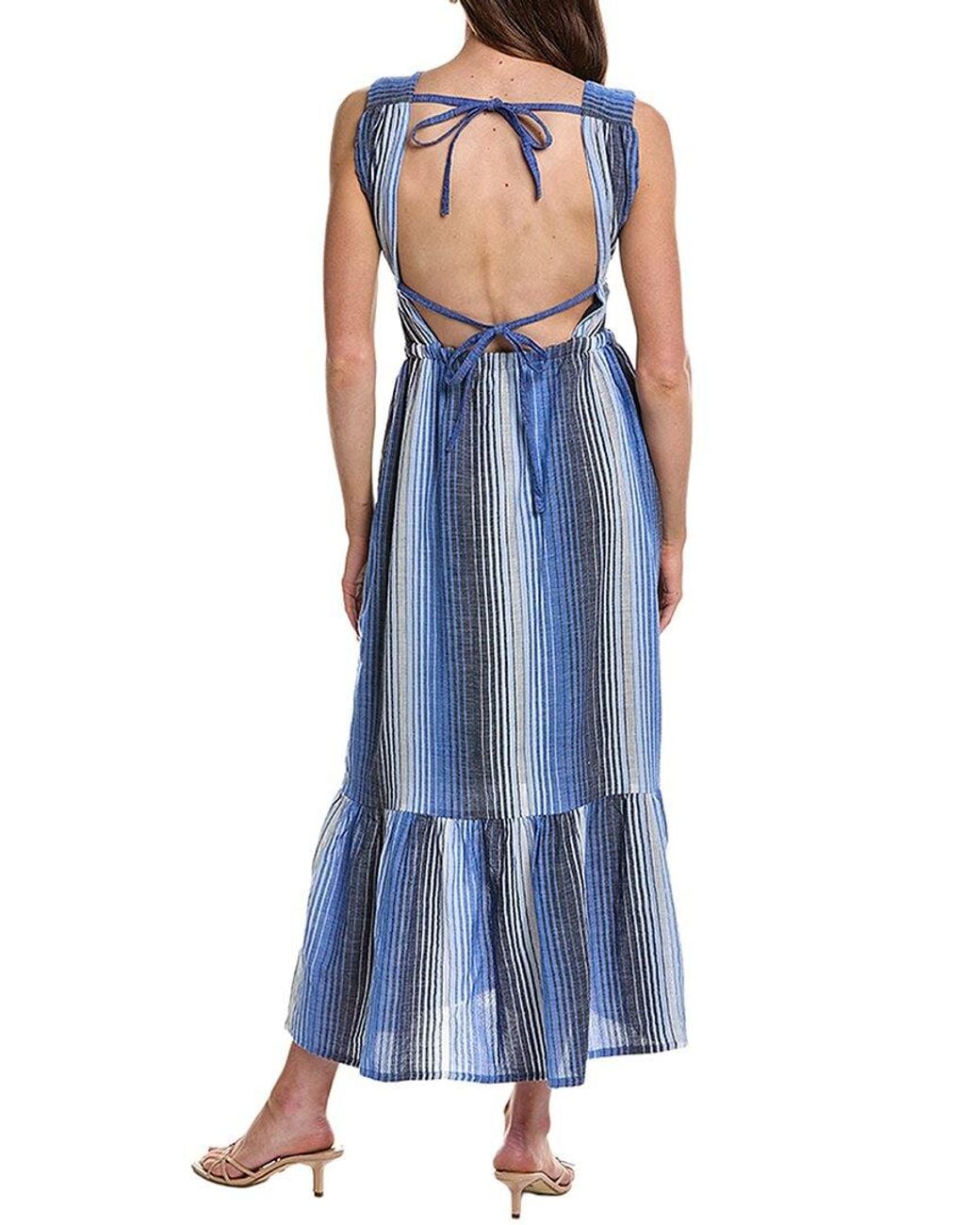 Lemlem Blue Lelisa V-Neck Maxi Dress