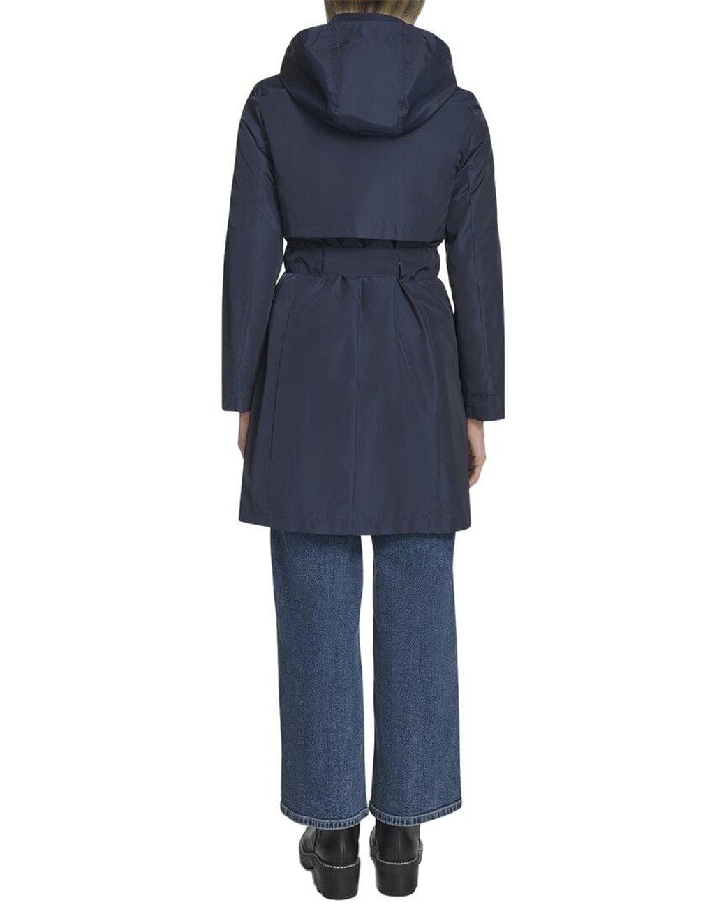 Cole Haan Blue Zip Up Trench Coat