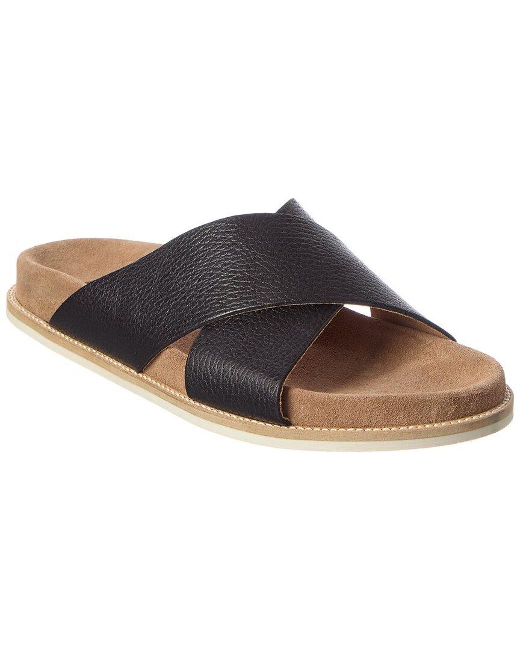 M by Bruno Magli Brown Edgar Leather Sandal for men