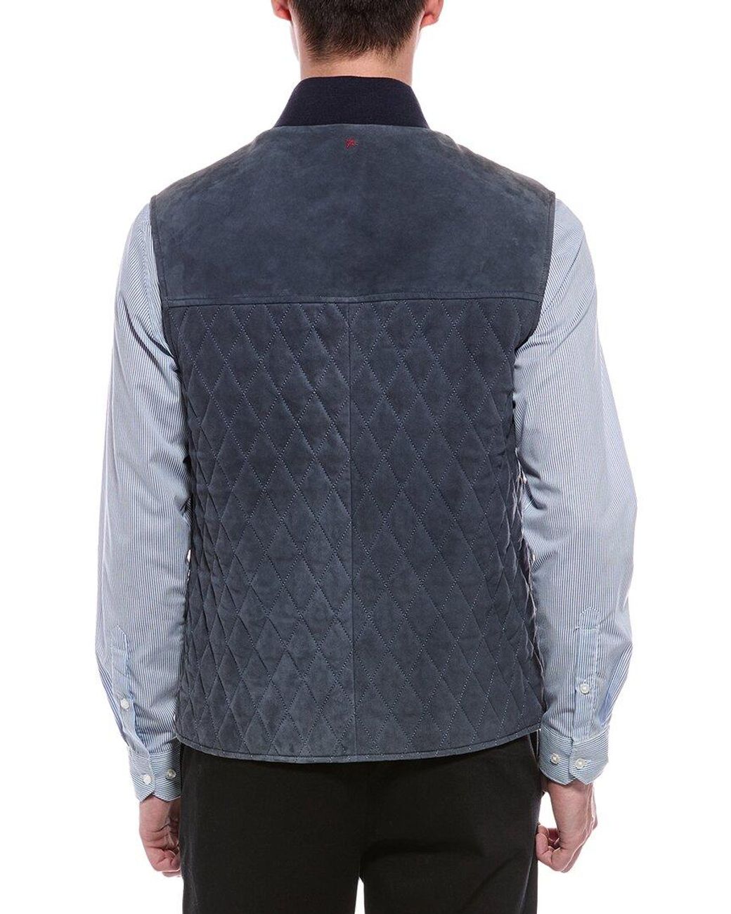 Isaia Blue Suede Vest for men