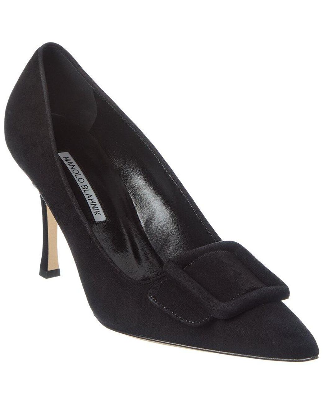 Manolo Blahnik Black Maysale 90 Suede Pump