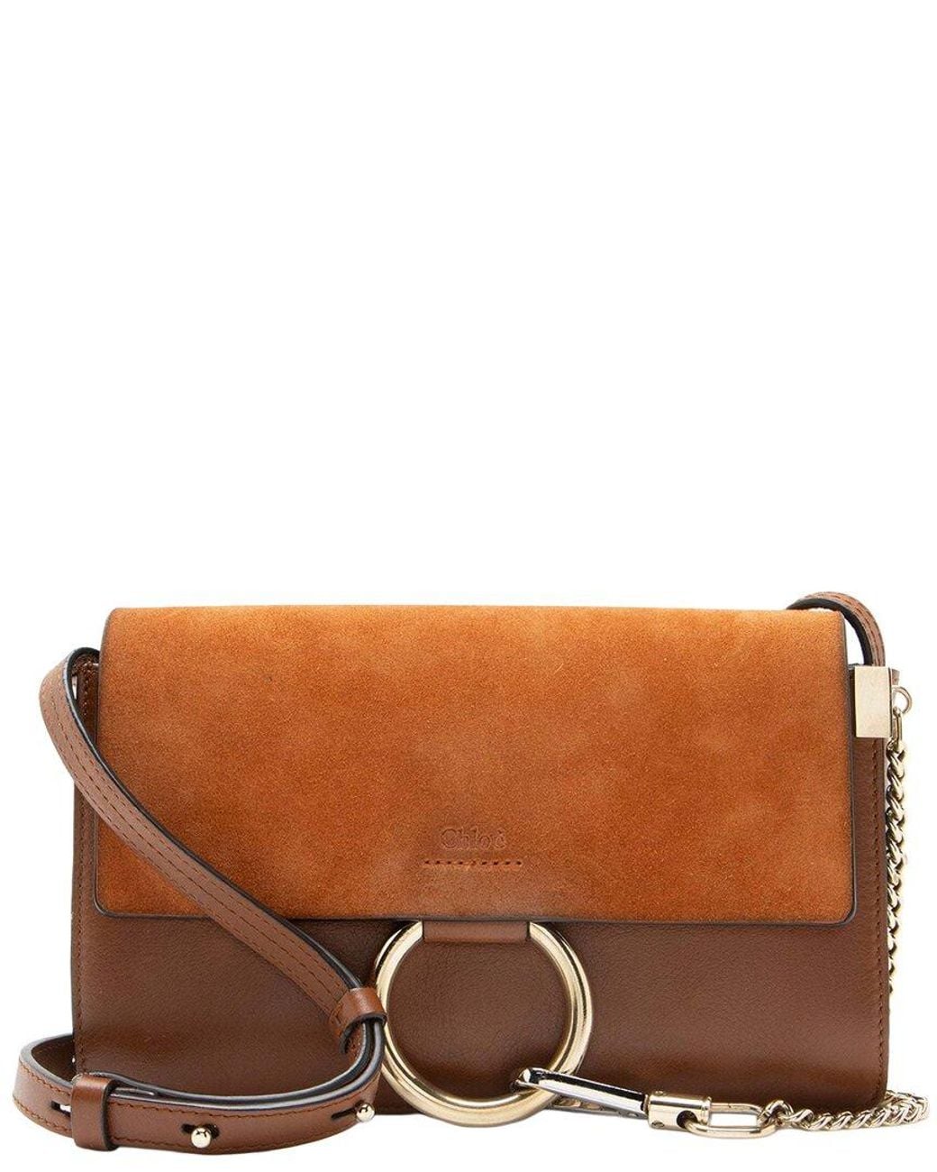 Chloé Brown Calfskin Suede Faye Small Shoulder Bag (authentic Pre-loved)