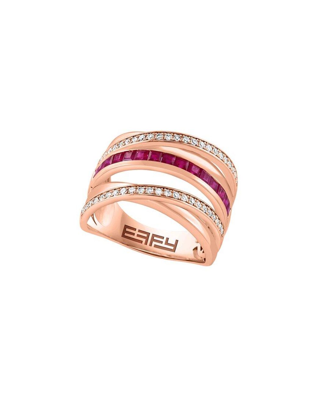Effy Fine Jewelry Pink 14K Rose 1.08 Ct. Tw. Diamond & Ruby Ring