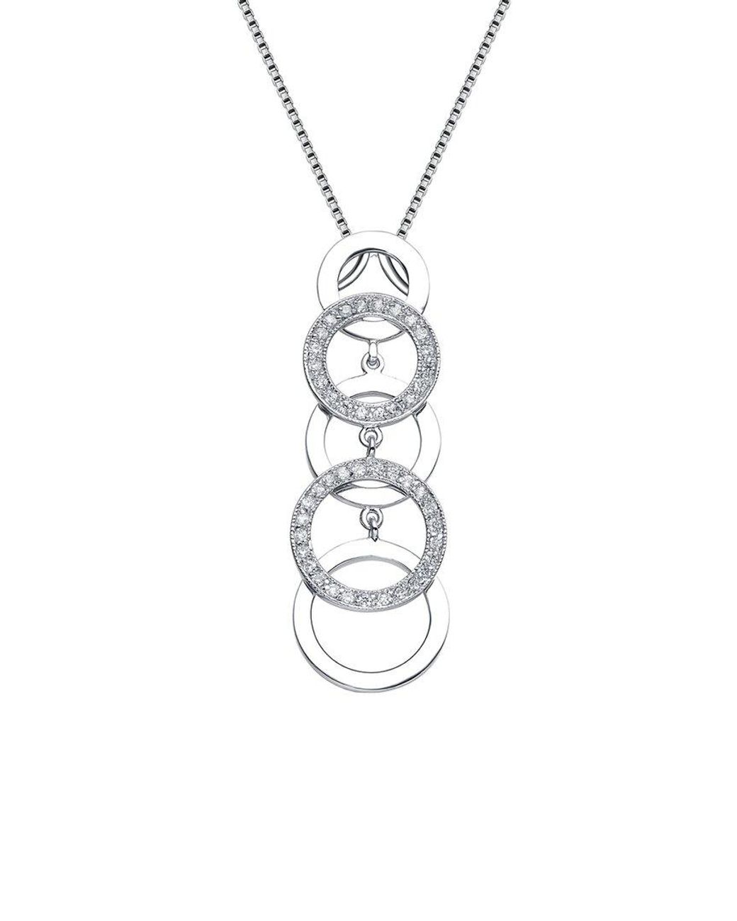 Genevive Jewelry White Silver Cz Pendant