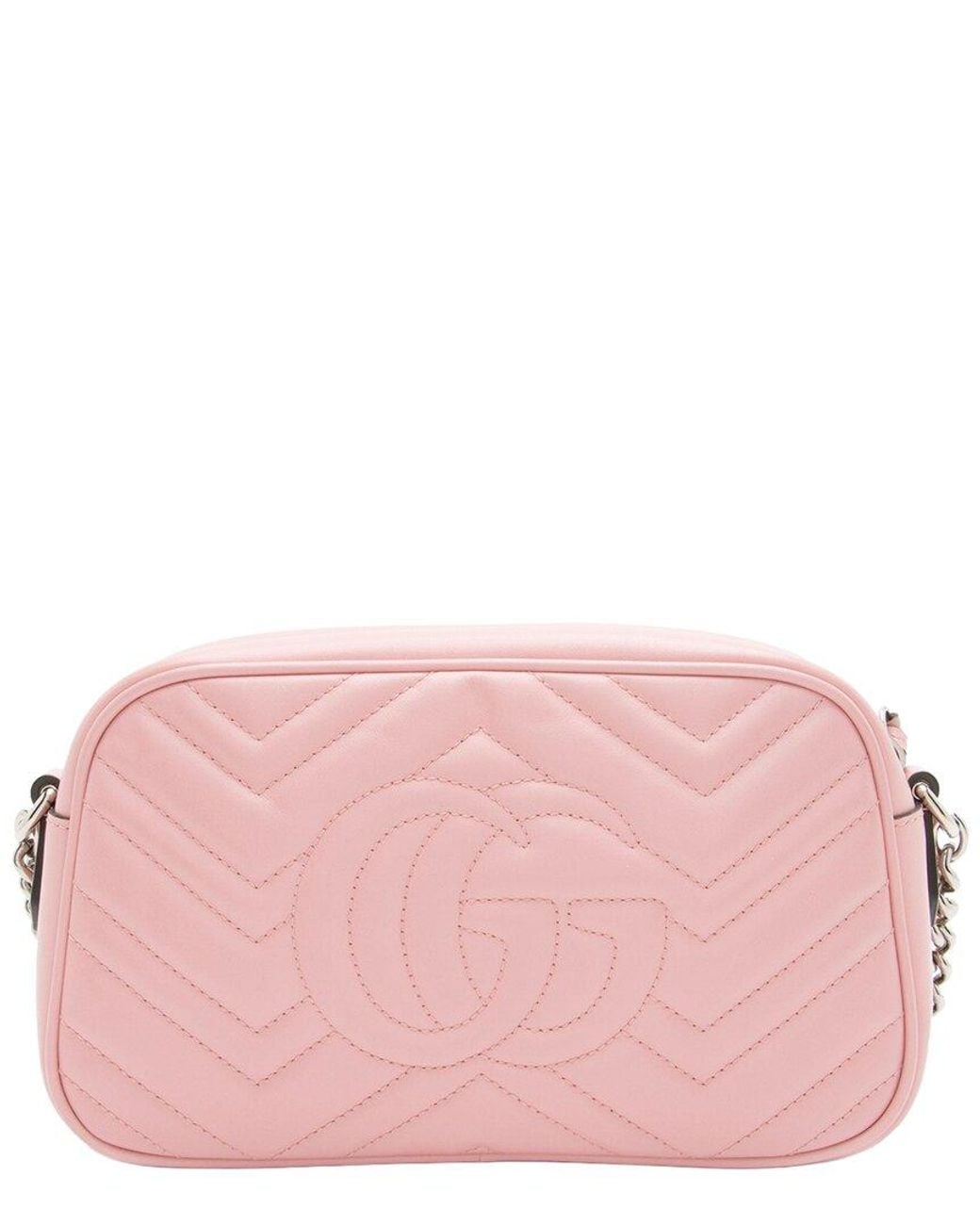 Gucci Pink Matelasse Leather Gg Marmont Small Camera Bag (Authentic Pre-Loved)