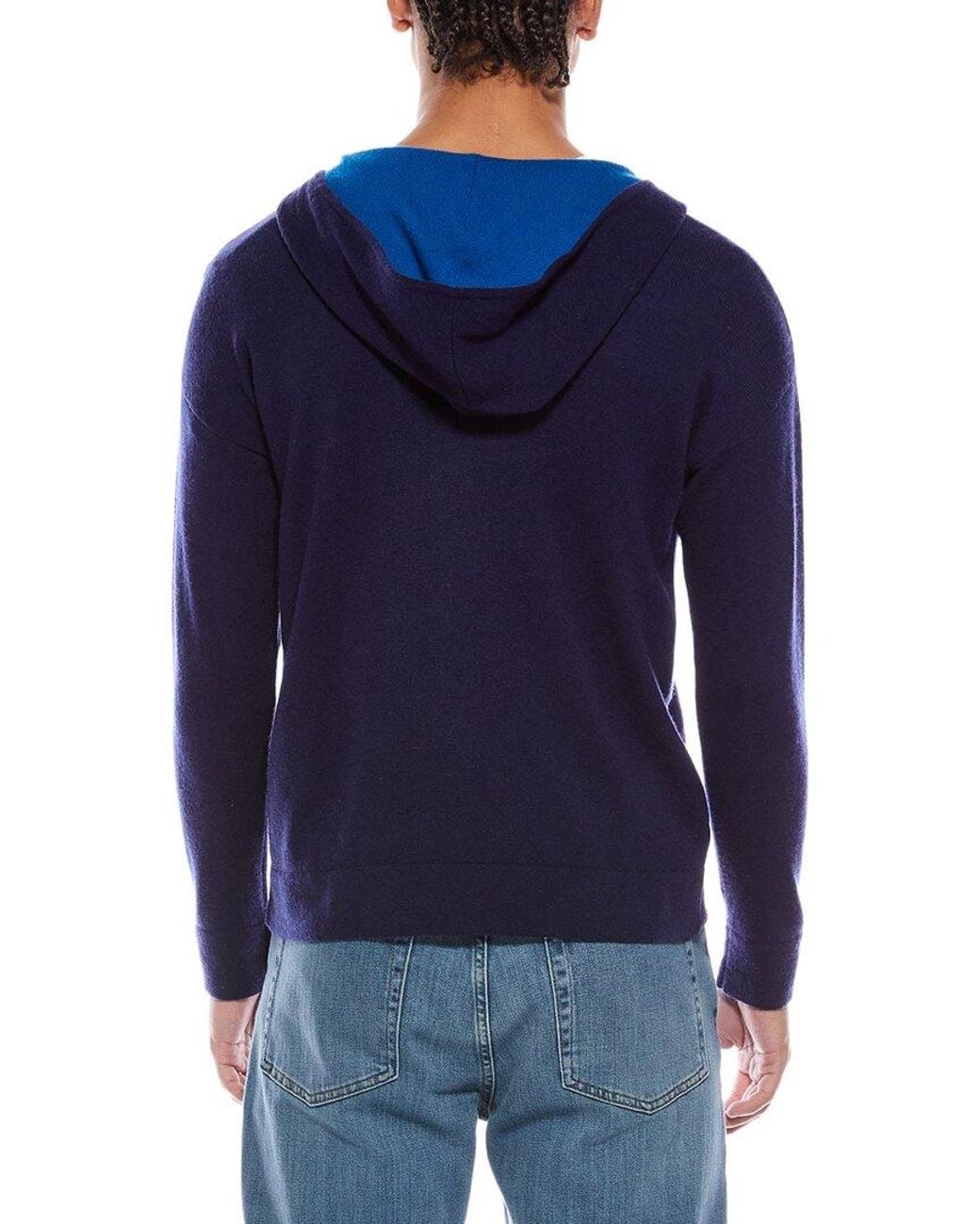 Brodie Cashmere Blue Zip Wool & Cashmere-Blend Hoodie for men