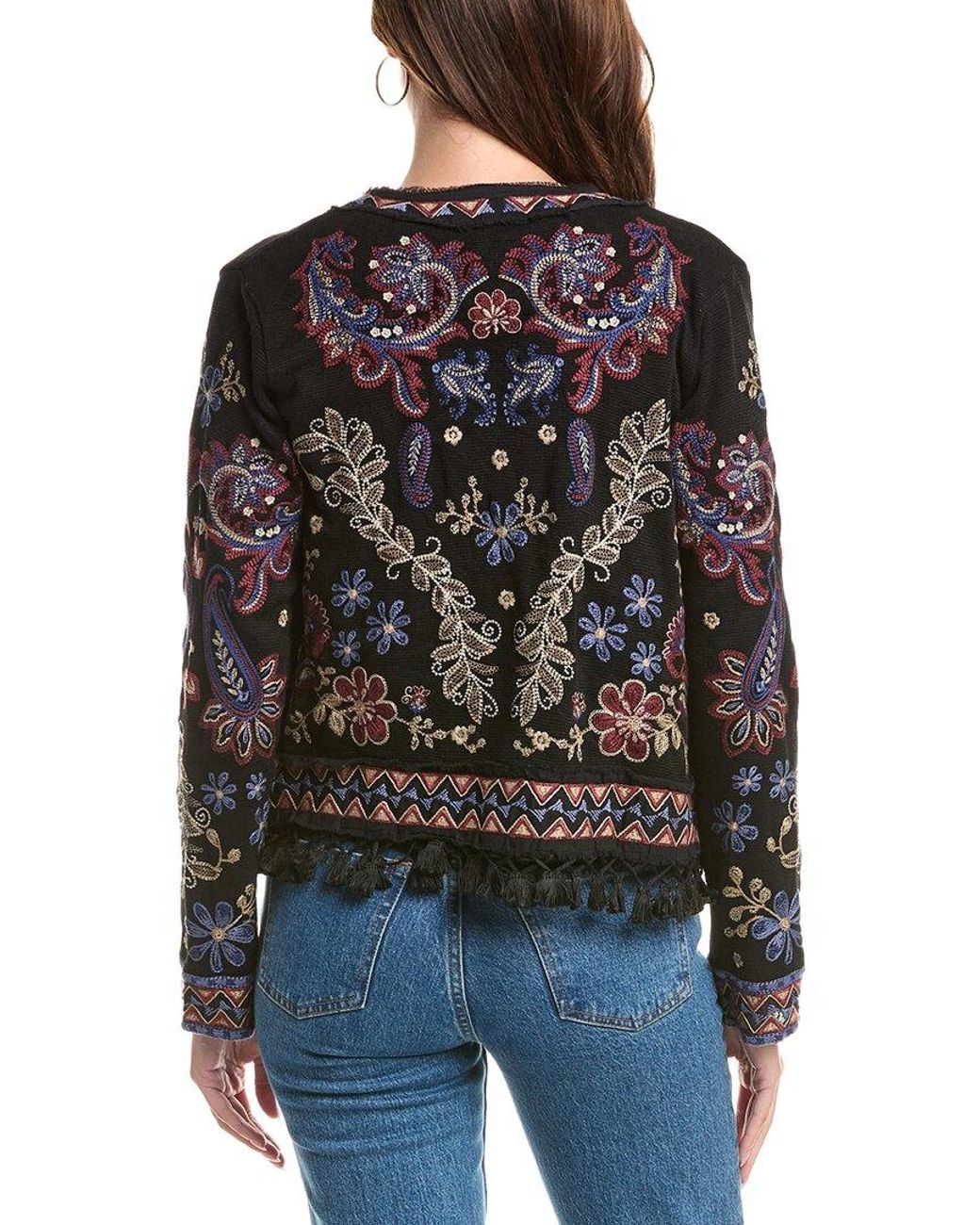 Johnny Was Gray Katiuska Short Fringe Jacket
