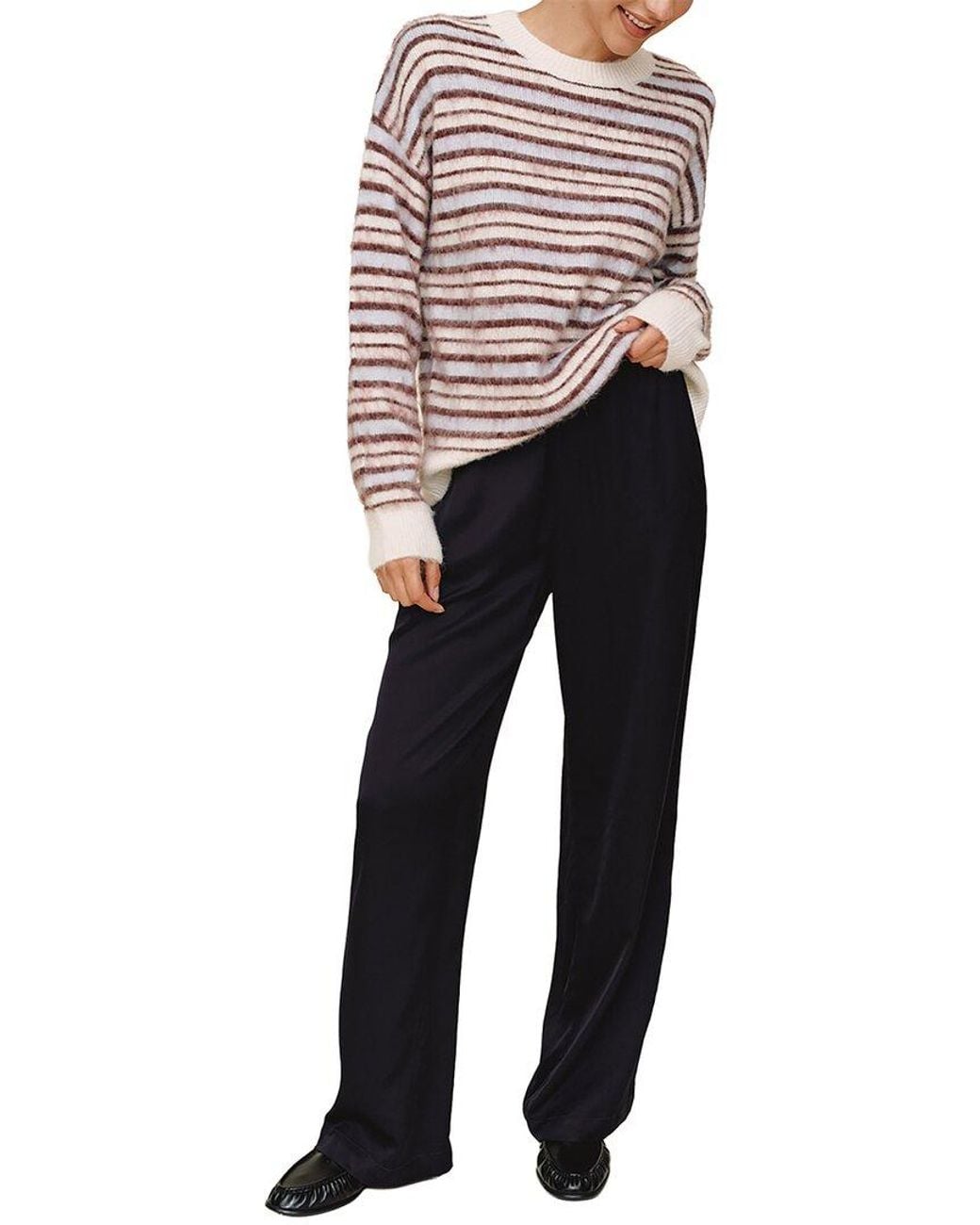 Bella Dahl Blue Striped Crew Neck Sweater
