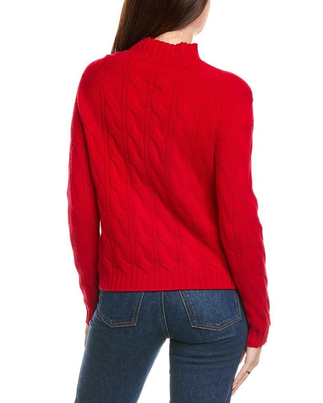Kier + J Red Kier + J Mock Neck Cable Wool & Cashmere-Blend Sweater