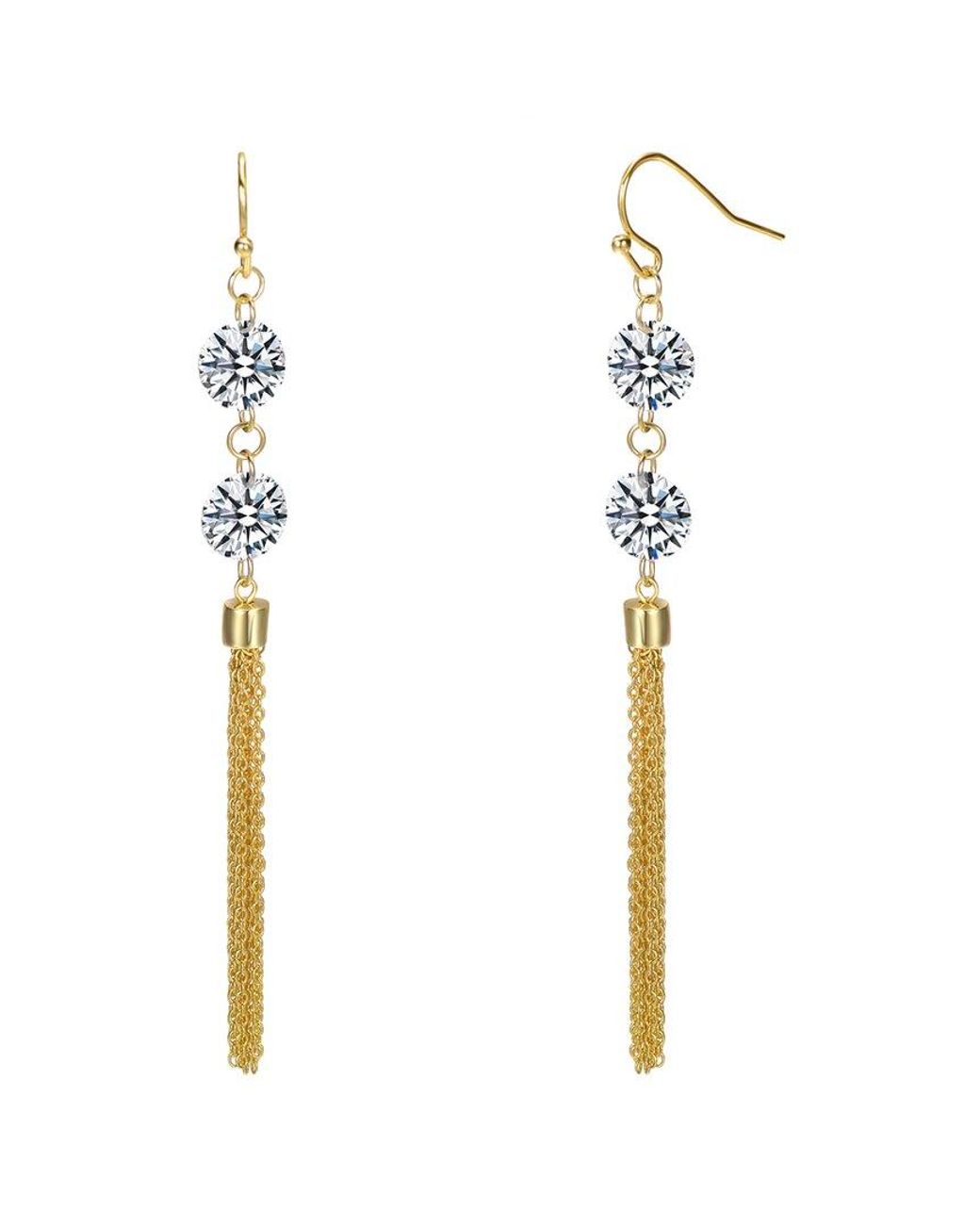 Genevive Jewelry White 14K Over Cz Statement Earrings