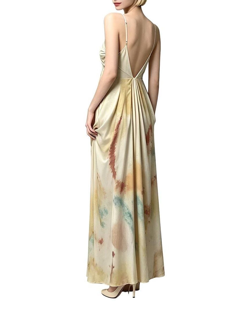 Linda Charm Natural Sleeveless Maxi Dress