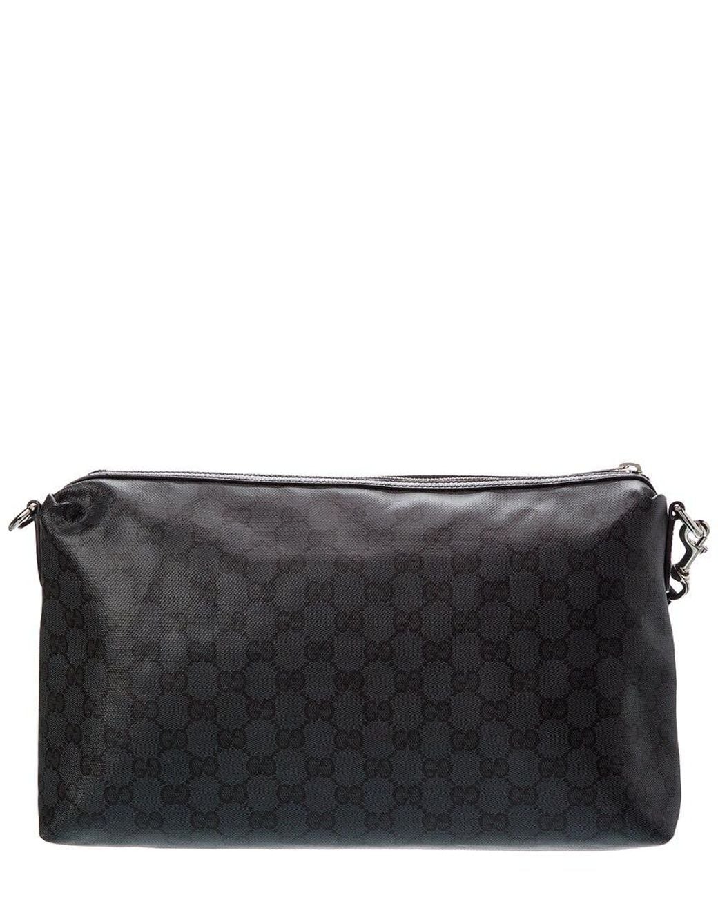 Gucci Black Essence Classic Medium Gg Coated Canvas & Leather Crossbody for men