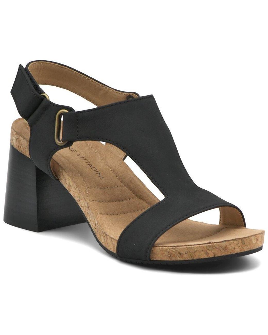 Adrienne Vittadini Black Salud Wedge Sandal