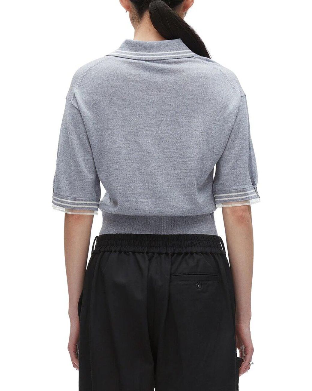 3.1 Phillip Lim Blue Wool Cropped Polo Sweater