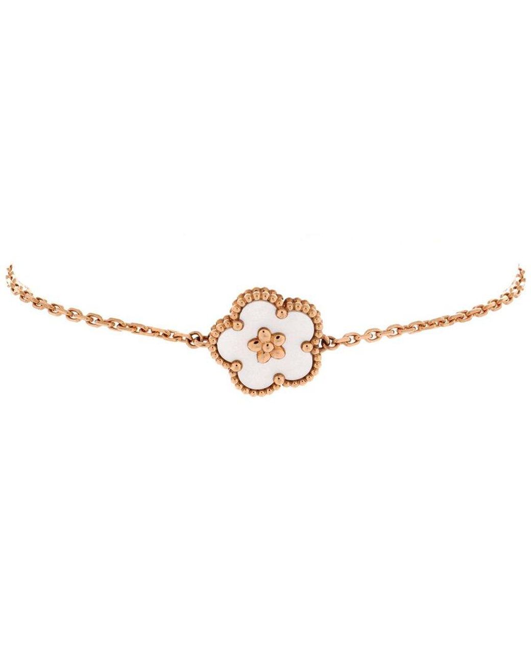 Van Cleef & Arpels White 18k Rose Gold Lucky Spring Plum Blossom Bracelet (authentic Pre-loved)