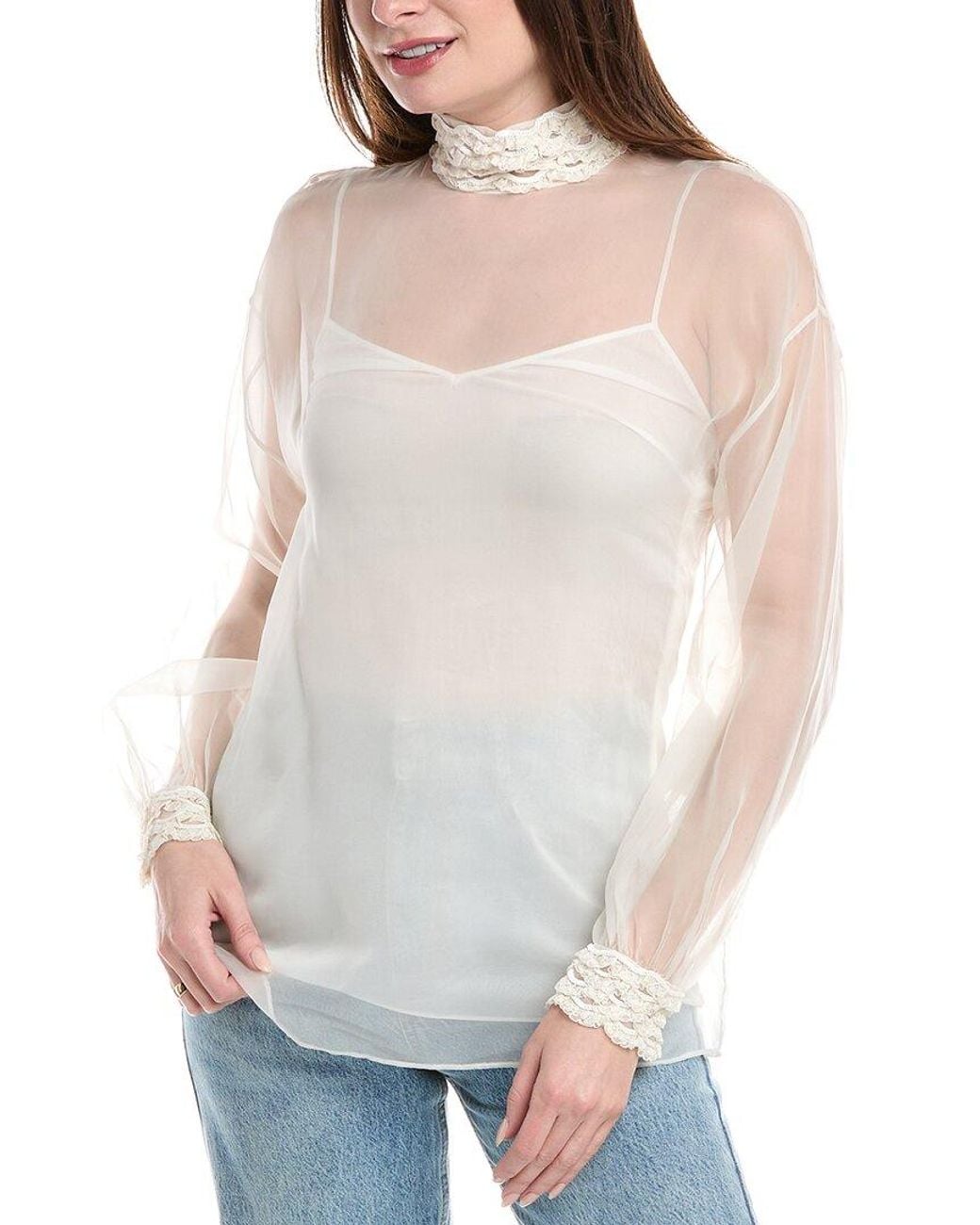 Valentino Gray Silk Top