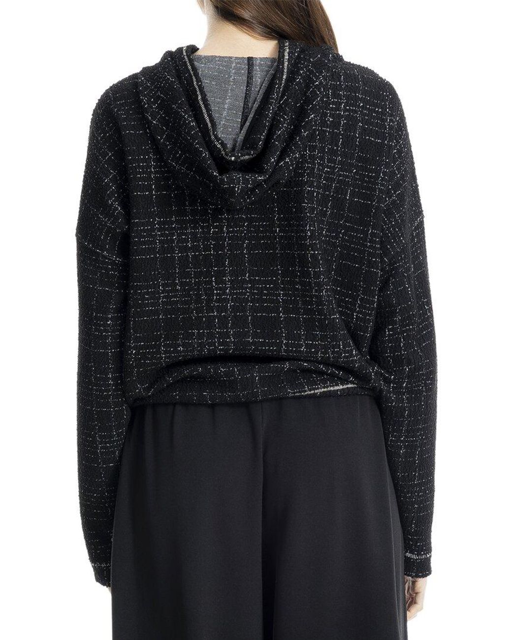 Max Studio Black Knit Jacquard Hoodie