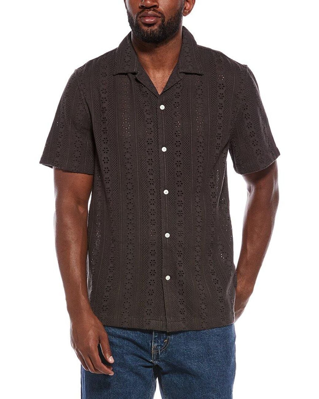 Madewell Black Camp Collar Short Sleeve Shirt for men