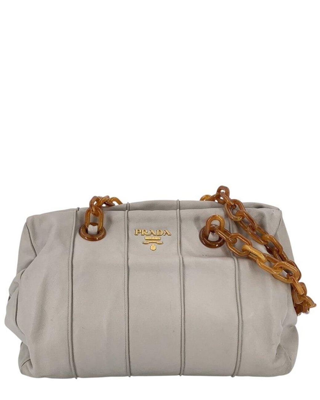 Prada Gray Leather Shoulder Bag Bl0789 (Authentic Pre-Loved)