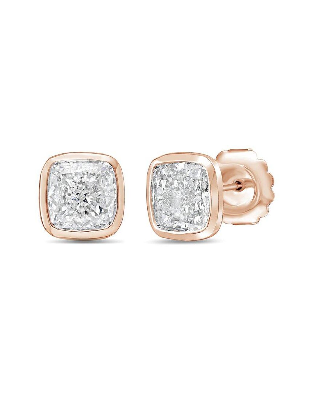 Diana M White Diana M. 14K Rose 2.00 Ct. Tw. Lab-Grown Diamond Stud Earrings