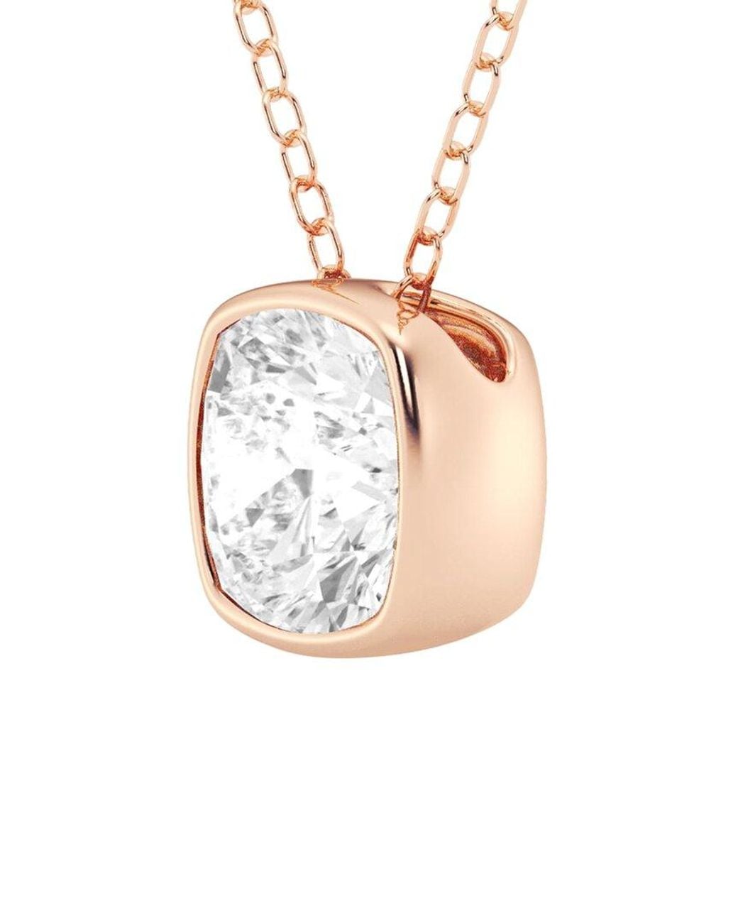 Lab Grown Diamonds White 14K Rose 1.50 Ct. Tw. Lab-Grown Diamond Solitaire Pendant Necklace