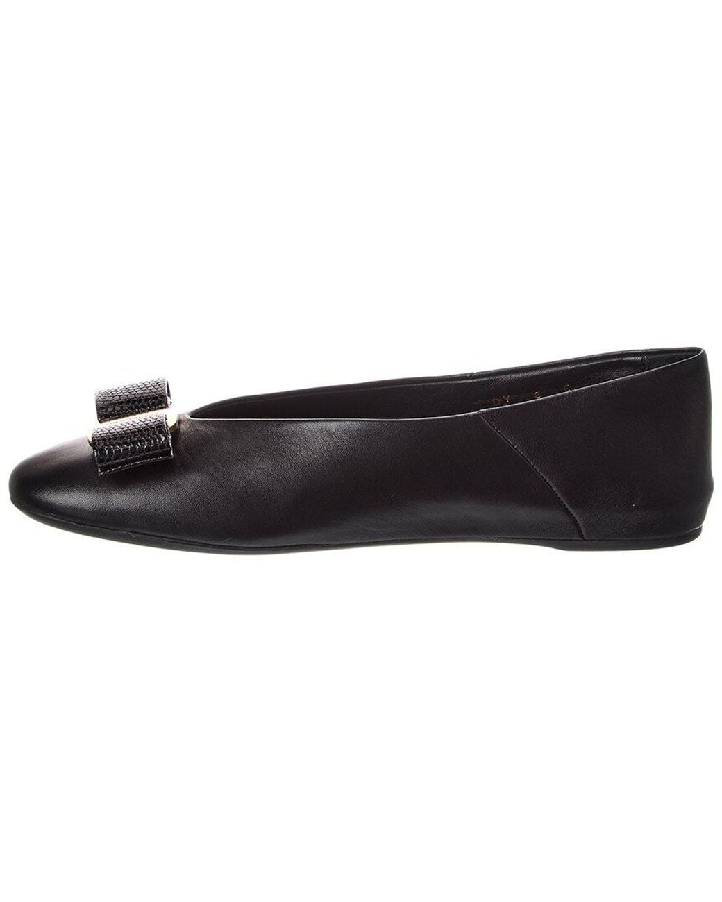 Ferragamo Black Vara Bow Leather Flat
