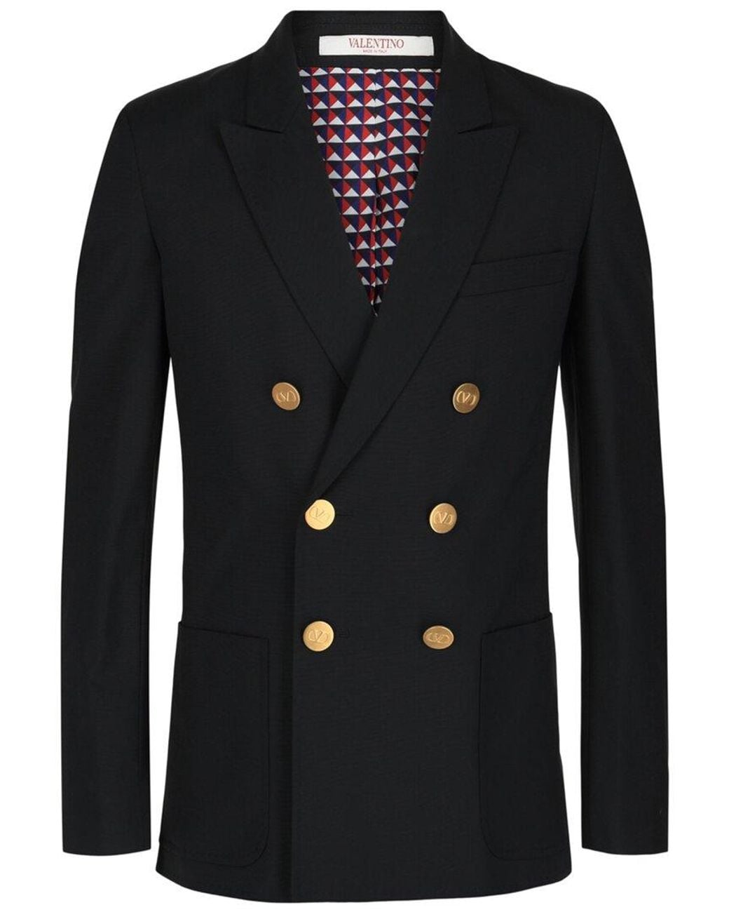 Valentino Black Double-Breasted Wool-Blend Jacket for men