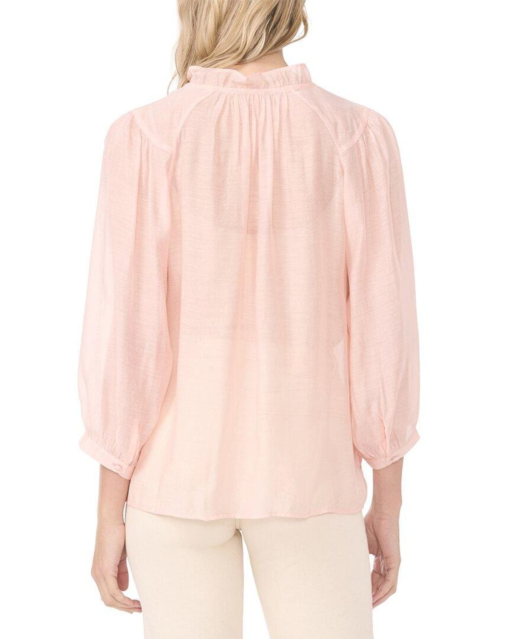 Vince Camuto Pink Raglan Peasant Split Neck Blouse
