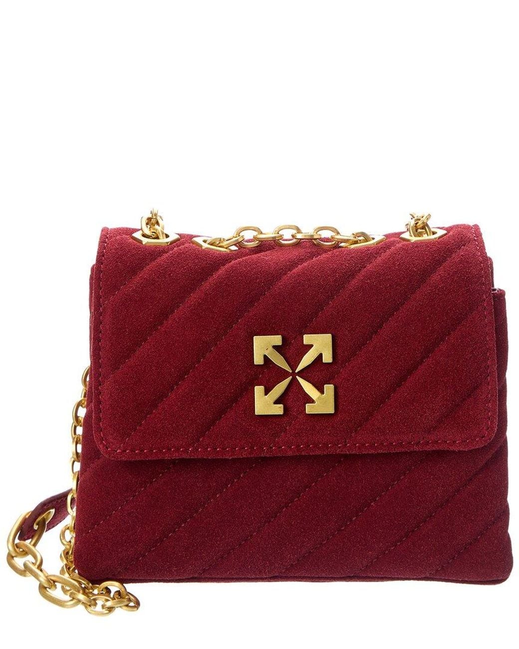 Off-White c/o Virgil Abloh Red Jackhammer 17 Quilted Suede Shoulder Bag