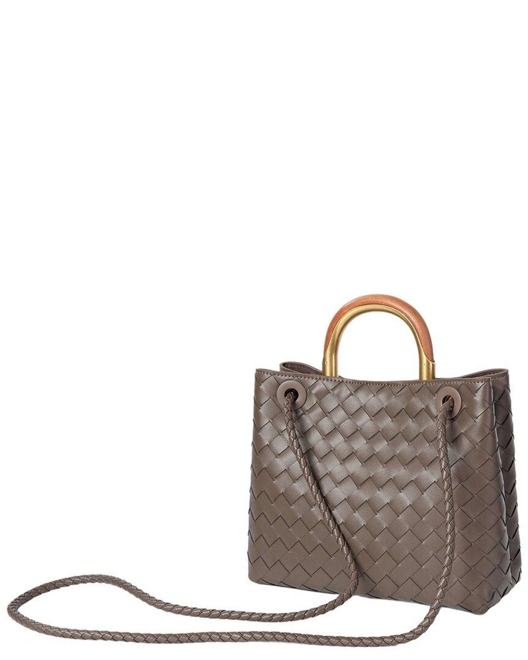 Tiffany & Fred Paris Gray Handwoven Mini Leather Tote