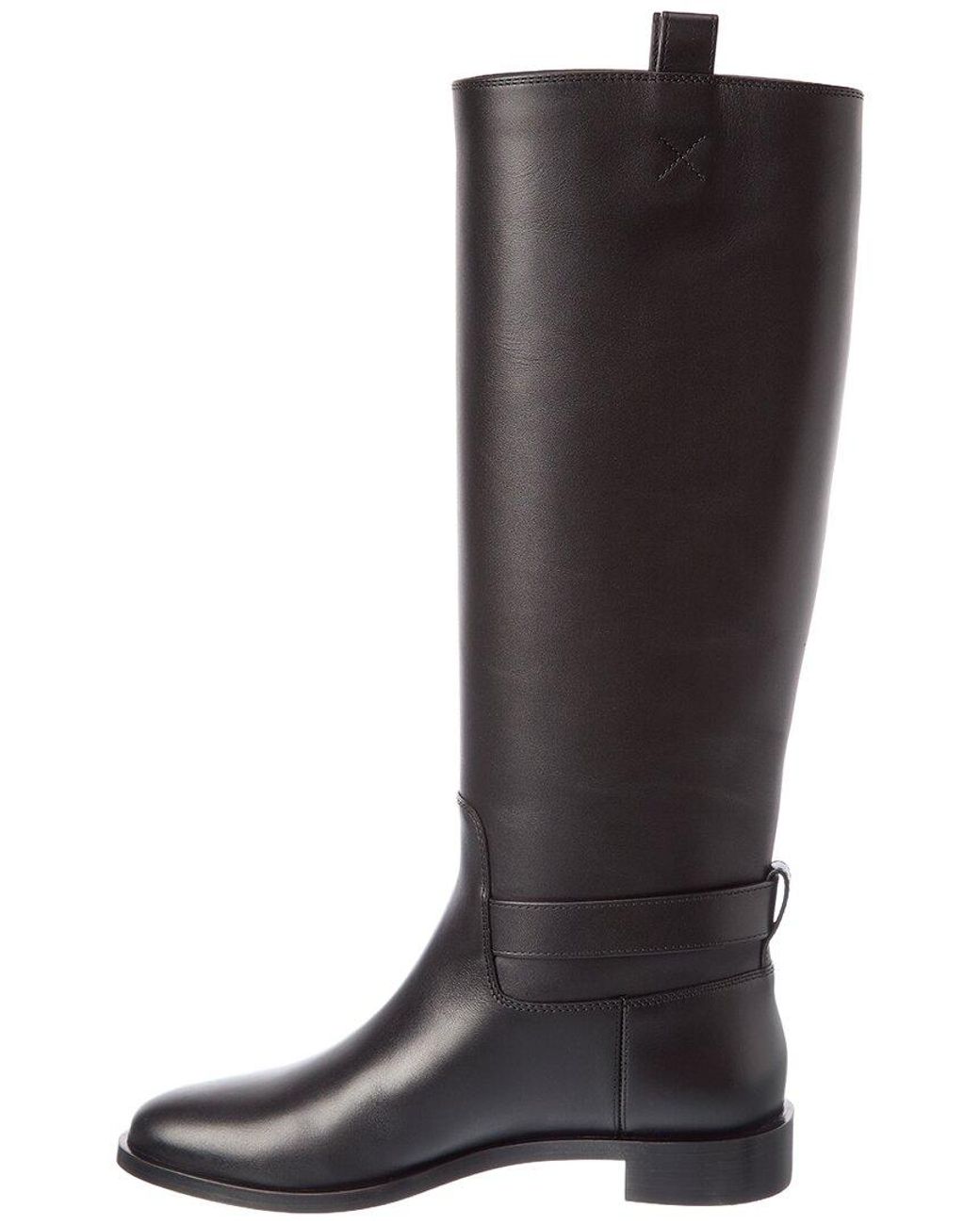 Ferragamo Black Zakia Leather Knee-High Boot