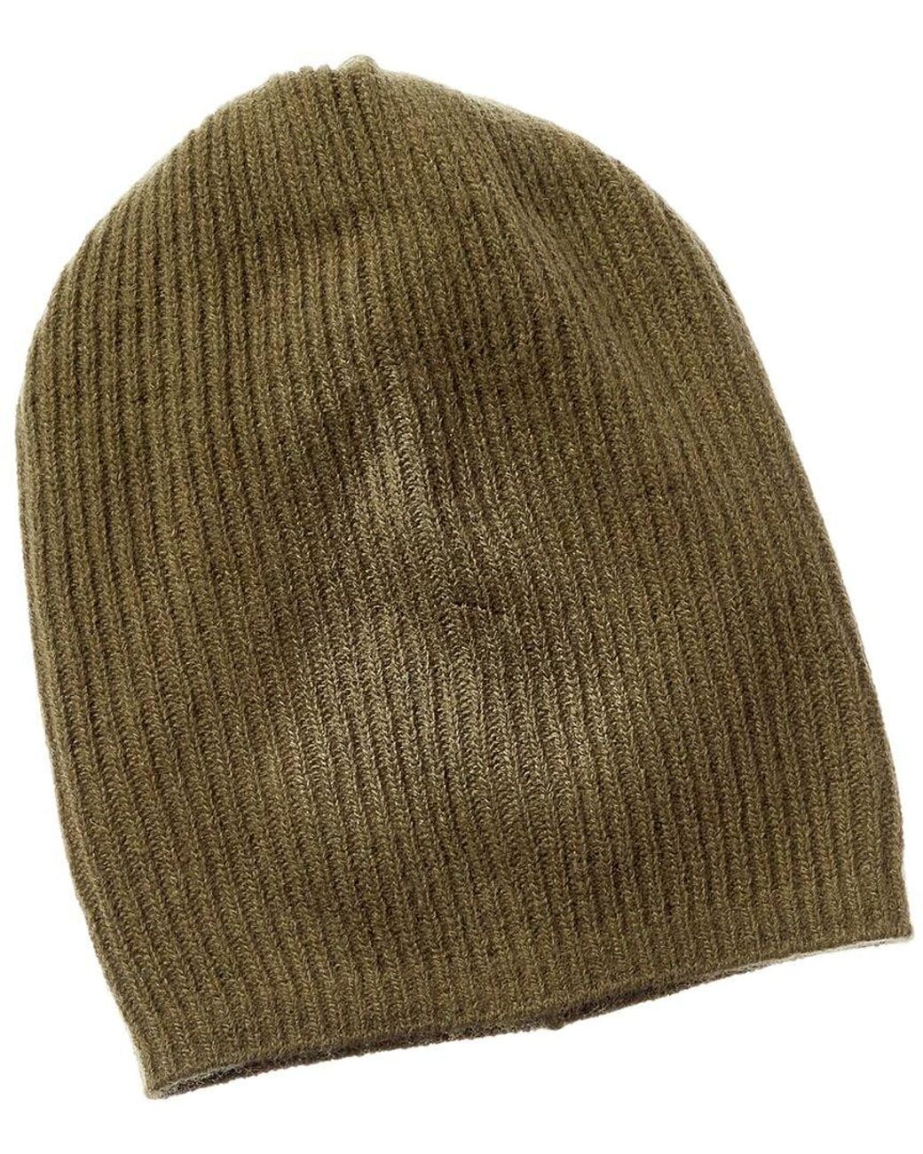 Portolano Green 100% Cashmere Ribbed Slouchy Hat for men