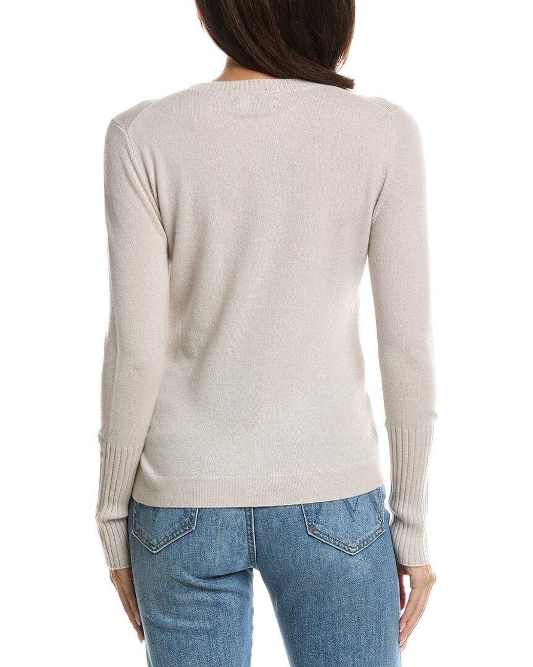 Forte White Crewneck 100% Cashmere Sweater