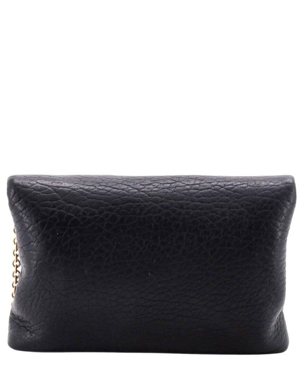 Saint Laurent Black Leather Cassandra Pouch On Chain Small (Authentic Pre- Loved)