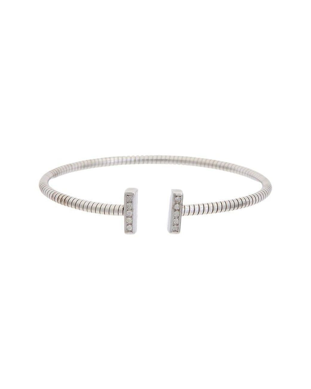 Meshmerise White 18K Over 0.10 Ct. Tw. Diamond Bangle Bracelet
