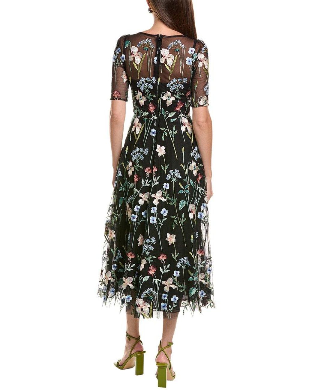 Teri Jon Green Embroidered Tulle Dance Dress