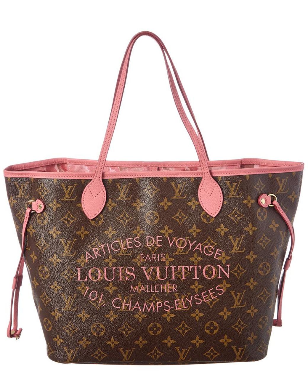 Rare! Louis Vuitton Damier Azur Neverfull MM SL Rose Pink Braided Strap EUC
