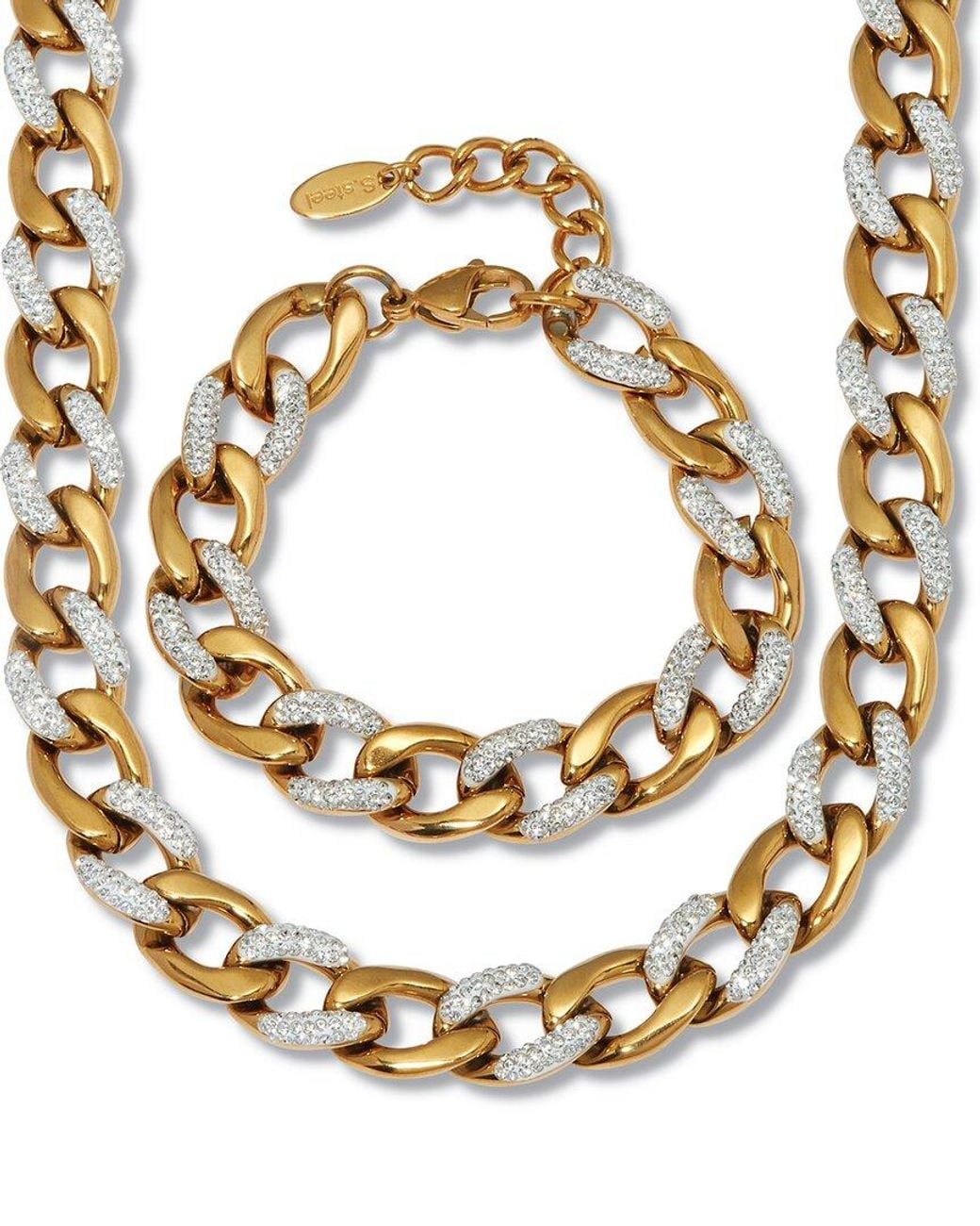 Palmbeach Jewelry Metallic Plated Stainless Steel Crystal Necklace