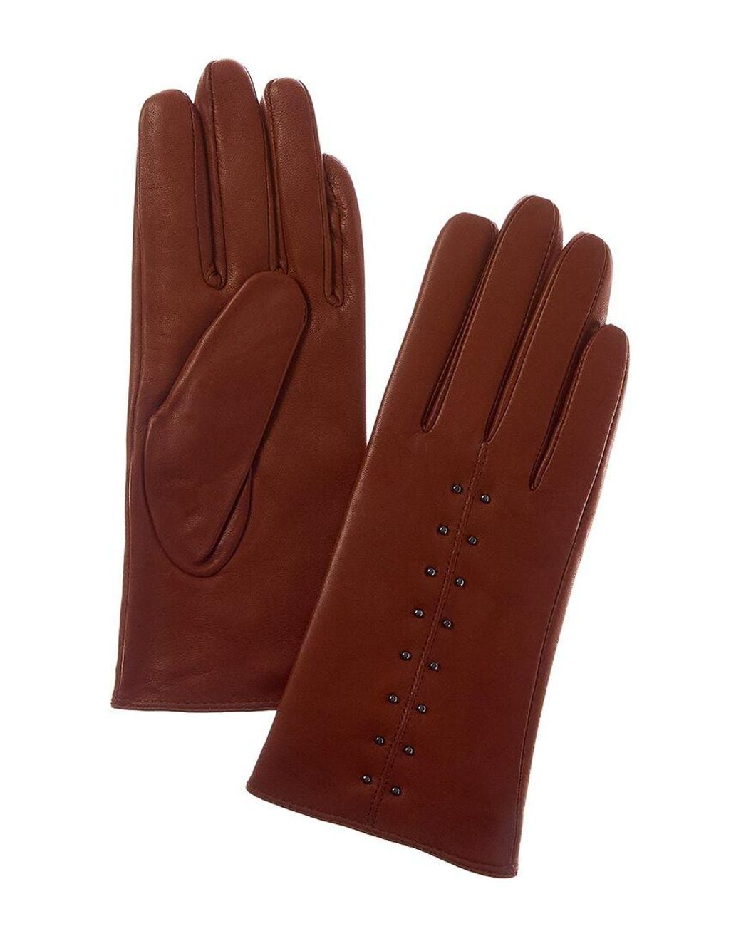 Sofiacashmere Brown Sofiacashmere Cashmere-Lined Nappa Leather Gloves