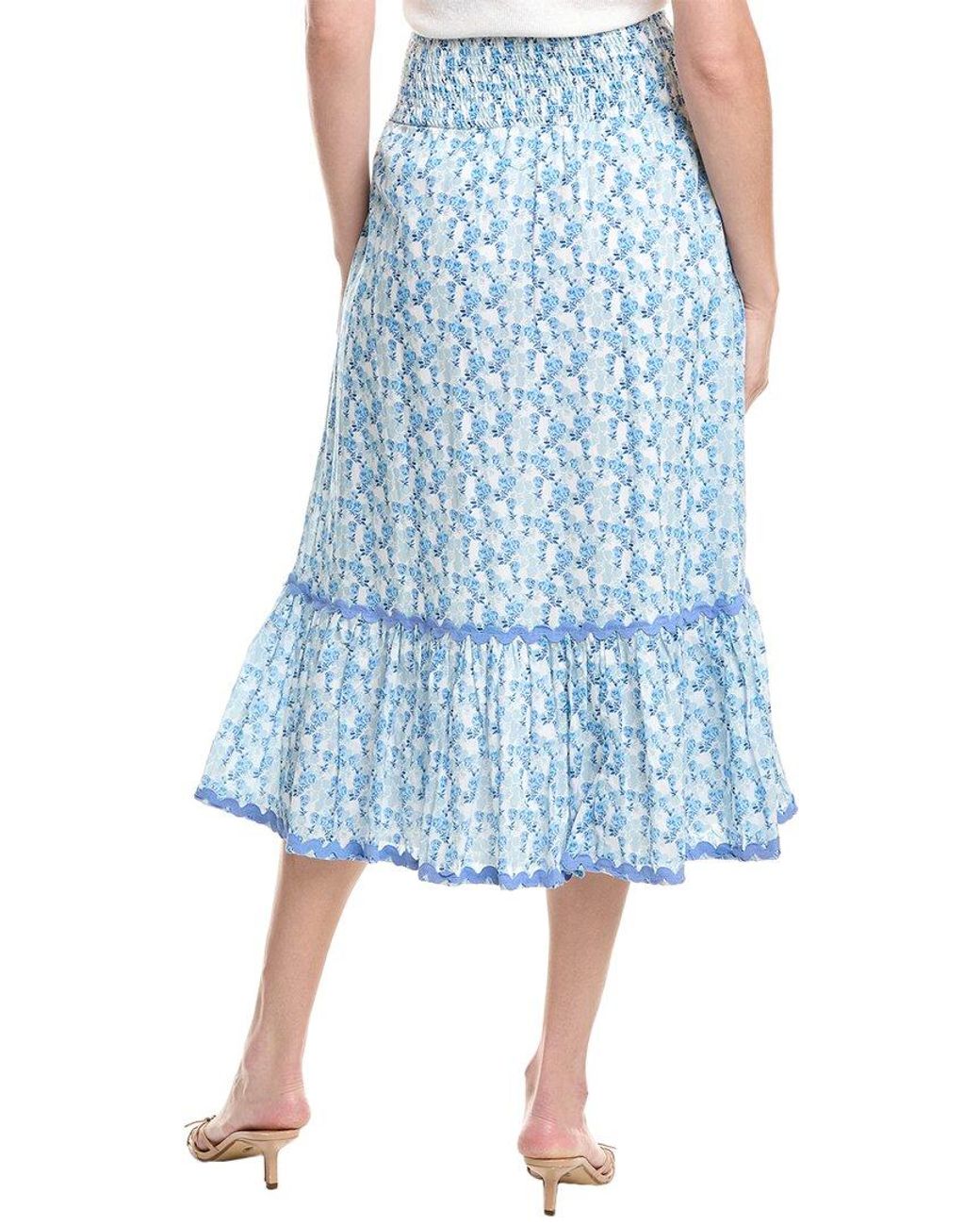 Sail To Sable Blue Smocked Waist Midi Skirt