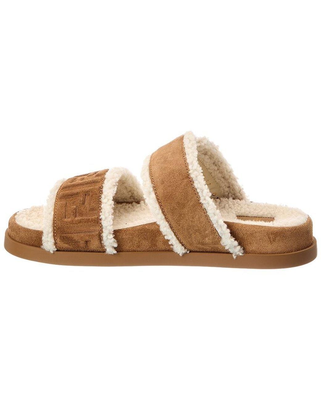 Fendi Brown Feel Suede & Shearling Sandal