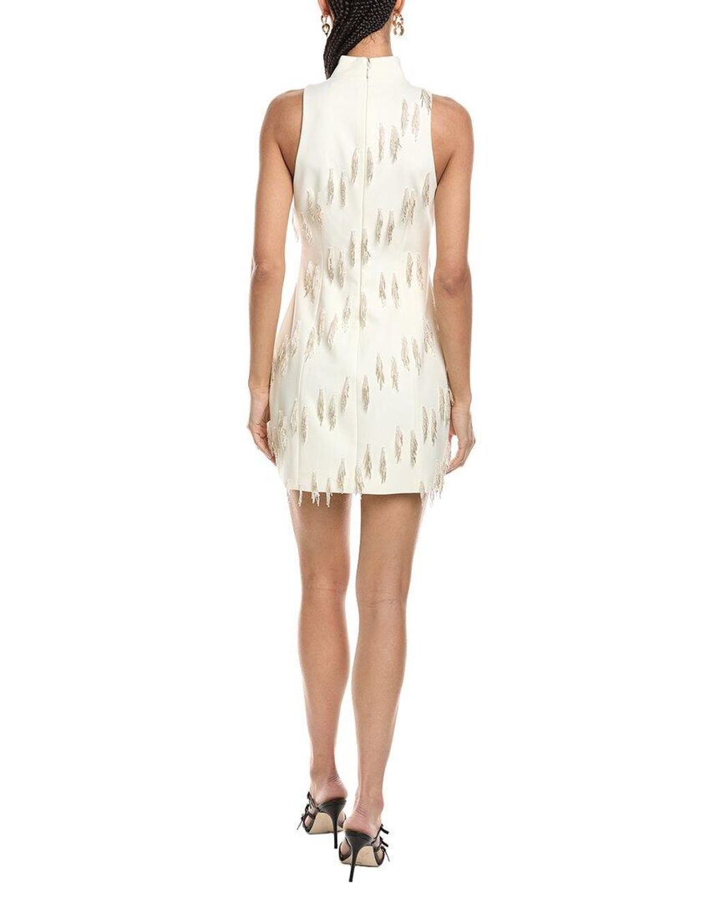 Cinq À Sept White Cascade Bugle Micky Mini Dress