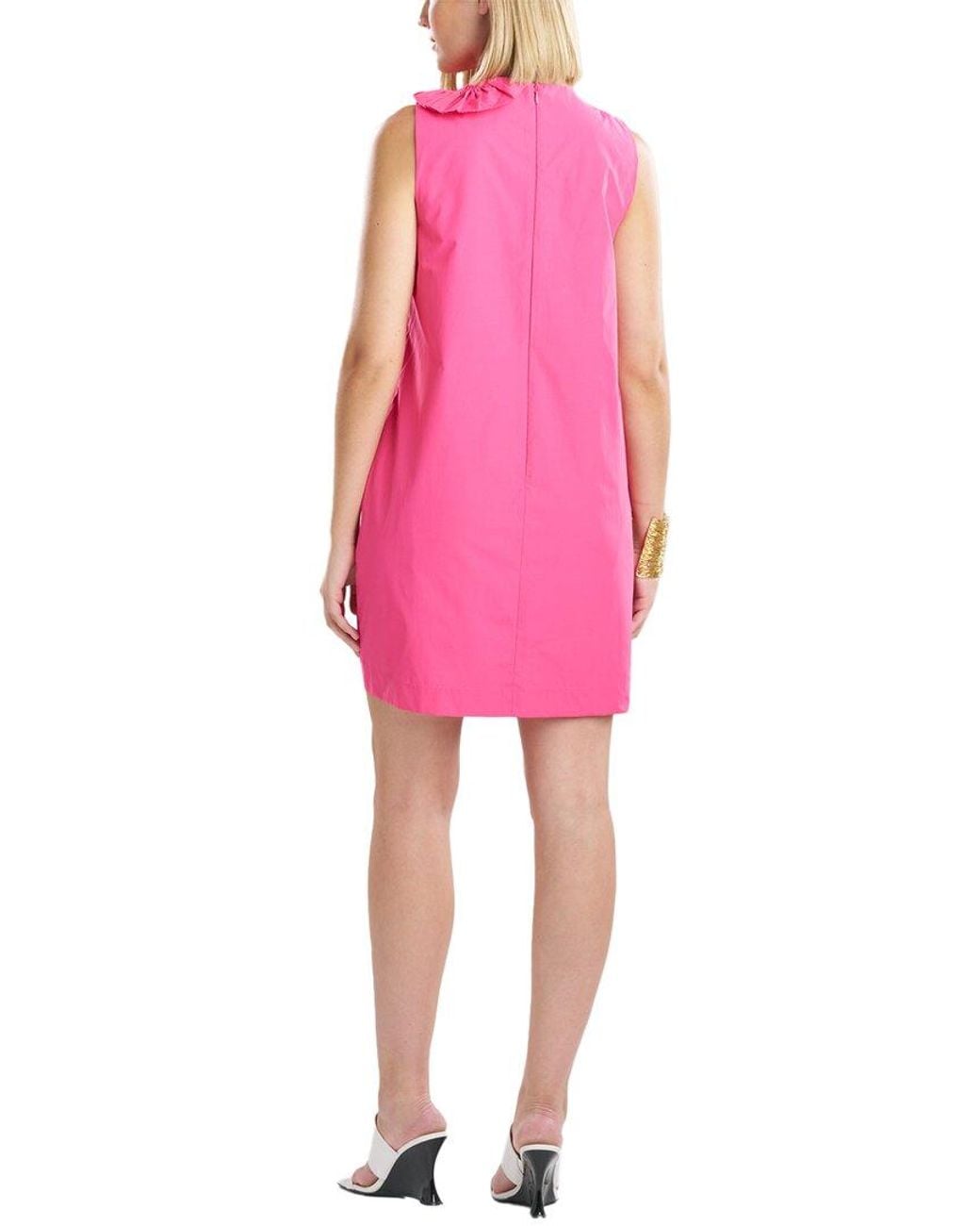 Natori Pink Techno Poplin Shirt Dress