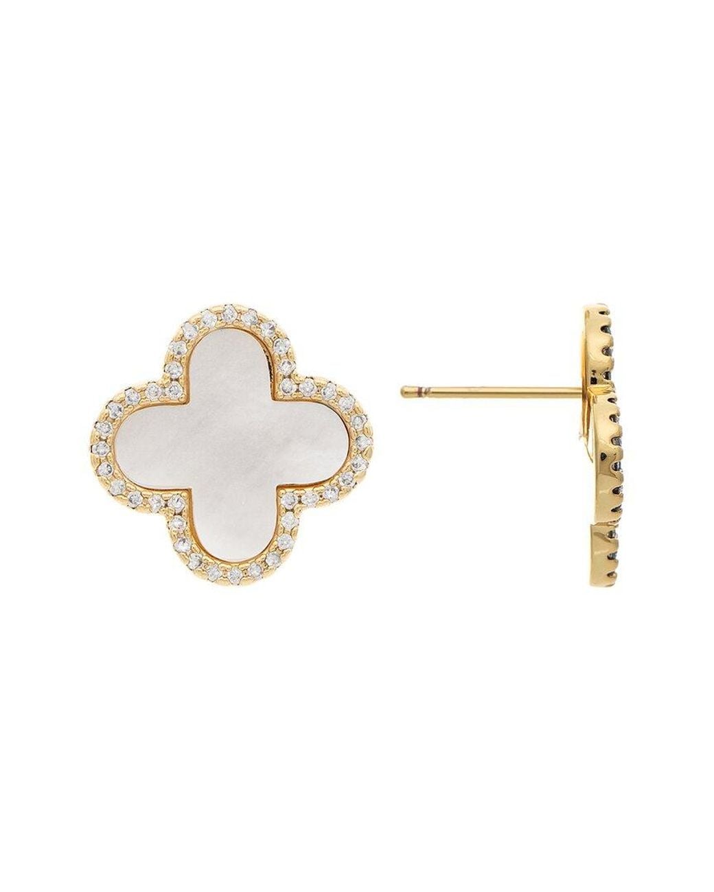 Rivka Friedman Metallic 18k Plated Pearl Cz Earrings