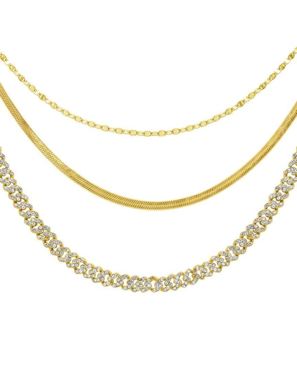 Adornia White 14K Plated Curb Chain Necklace Set