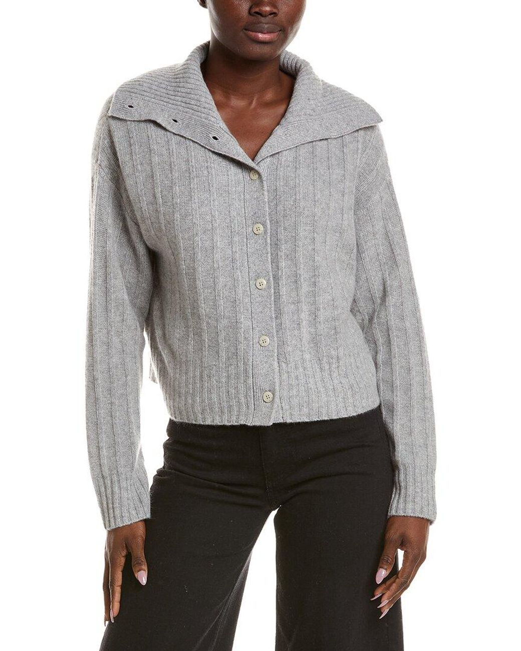 NAADAM Gray Premium 100% Cashmere Reversible Collared Cardigan